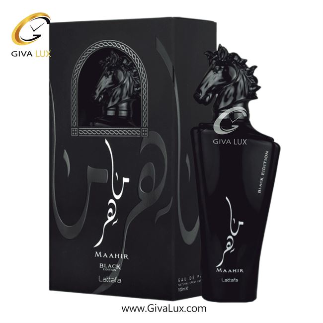  ادو پرفیوم  یونیسکس لطافه اورجینال مدل Maahir Black Edition | ماهر (ماهیر) بلک ادیشن رایحه مشابه لالیک انکر حجم  100 میل